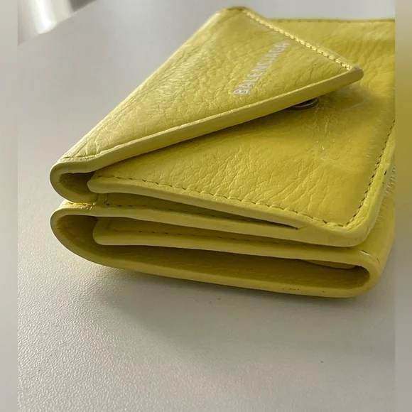 BALENCIAGA Paper Mini Trifold Wallet Purse Leather Made In Italy - Picture 4 of 17